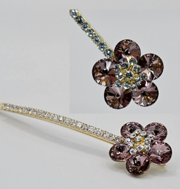Medium Rhinestone Flower Alligator Clip